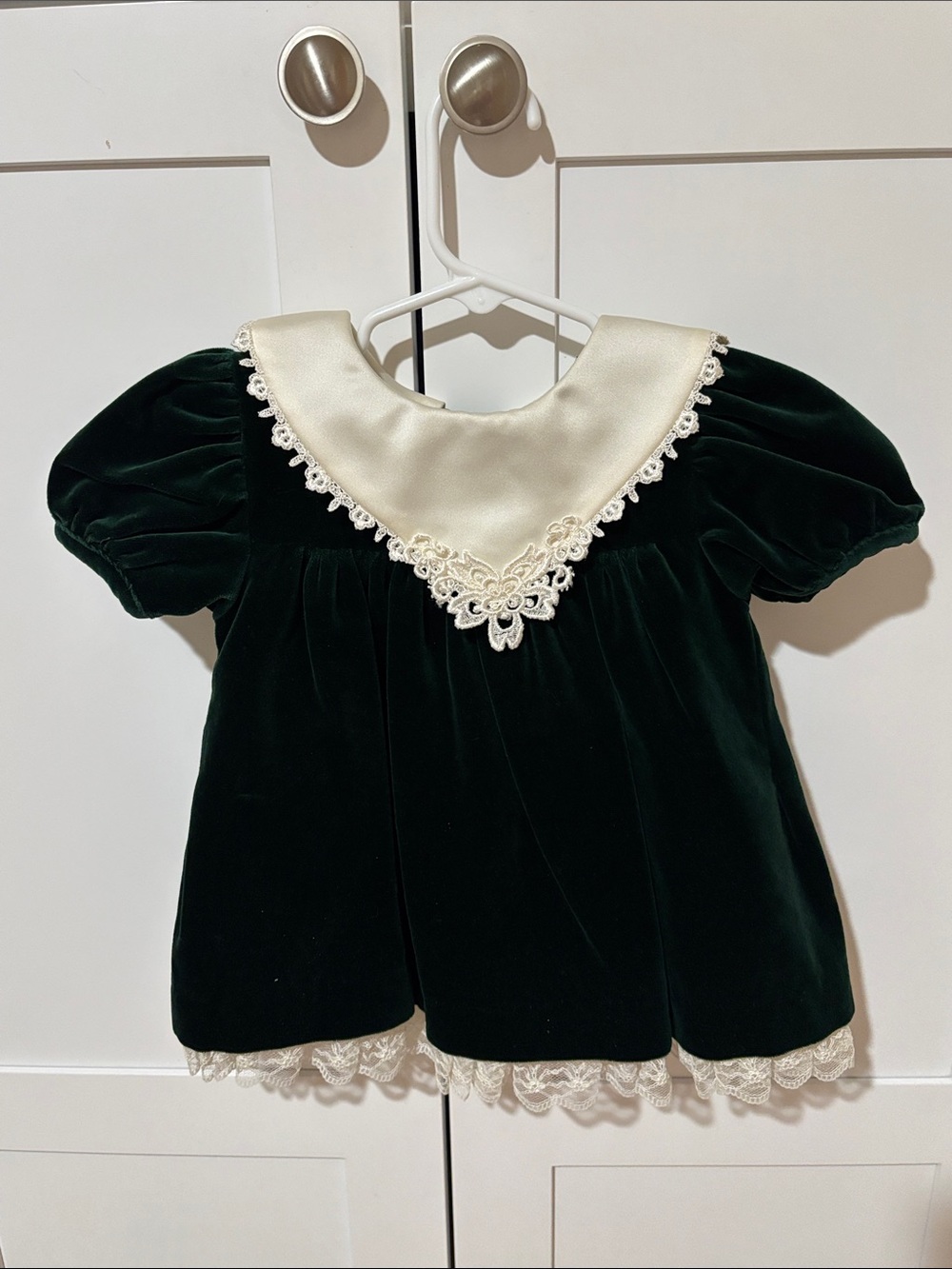 Vintage Emerald Velvet Baby Dress